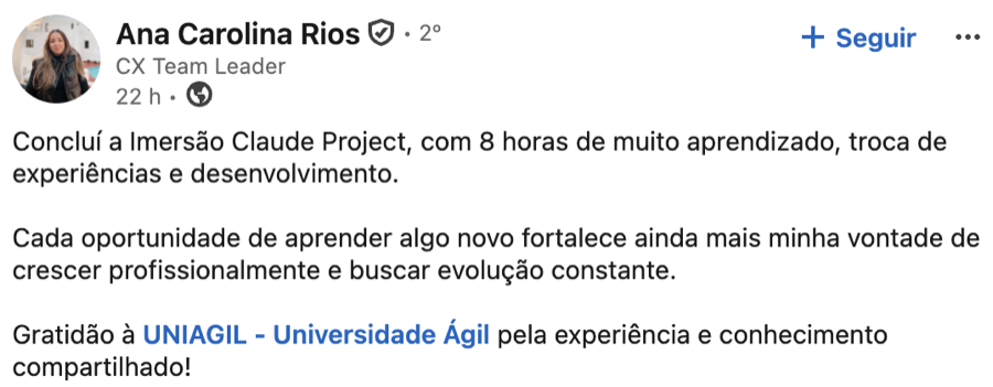 Depoimento de aluno da Imersão