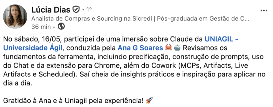 Depoimento de aluno da Imersão