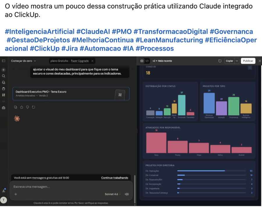 Print do dashboard construído por Thuany